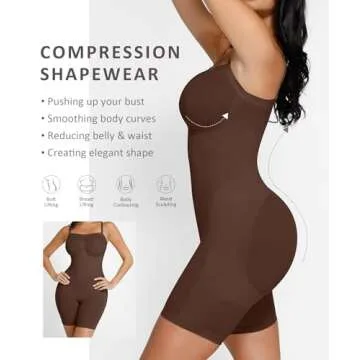 FeelinGirl Tummy Control Shapewear Bodysuit for Women Seamless Strapless Body Shaper Shortie Butt Lifter Women Wear Under Dress XXL