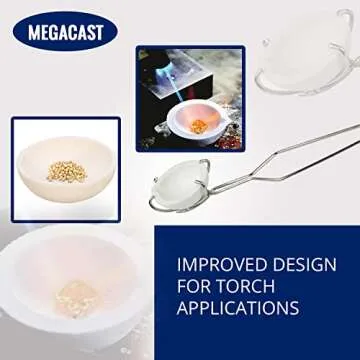 MegaCast Small Melting Ceramic Crucible Dish Cup Set of 2 Melting Gold Silver Copper Whip Tongs Handle 2A