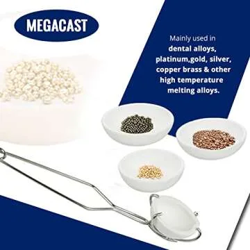 MegaCast Small Melting Ceramic Crucible Dish Cup Set of 2 Melting Gold Silver Copper Whip Tongs Handle 2A