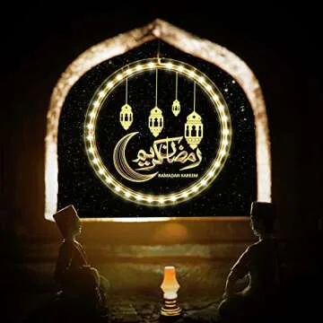 Hiboom 3D Eid Ramadan Lights, Moon and Star Castle Islam Eid Mubarak Decorations, Ramadan Decorations for Home Indoor, Islam Fairy Window Lights Wall Bedroom Party Decor(Moon and Star Style)