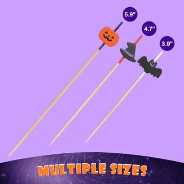 Halloween Assorted Bamboo Picks for Appetizers and Drinks