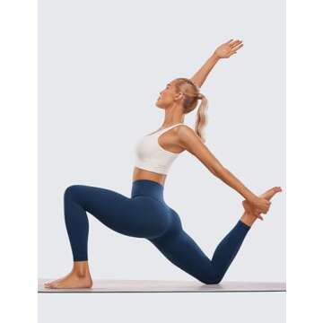 CRZ YOGA Womens Butterluxe High Waisted Yoga Leggings 25" - Double Seamed Buttery Soft Comfy Athletic Gym Workout Pants French Navy Medium