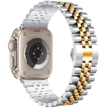 baozai Compatible with Apple Watch Band Ultra 2 Ultra 46mm 45mm 44mm, iWatch Series 10-1 SE Stainles...