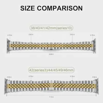 baozai Compatible with Apple Watch Band Ultra 2 Ultra 46mm 45mm 44mm, iWatch Series 10-1 SE Stainless Steel Strap with Butterfly Folding Clasp for Men, Silver/Gold