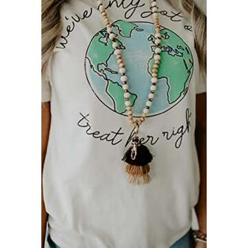 LANYARD Wooden Beaded Lanyard for ID Badges, Keys Badge Holder for Woman Teachers Nurses Employees C...