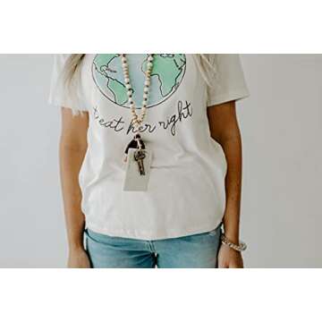 LANYARD Wooden Beaded Lanyard for ID Badges, Keys Badge Holder for Woman Teachers Nurses Employees Cute ID Holder 18.5inch