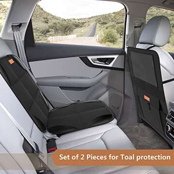 SMART ELF Non-Slip Backing Backseat Car Organizer Kick Mat with Storage Pockets, Large Waterproof Ba...