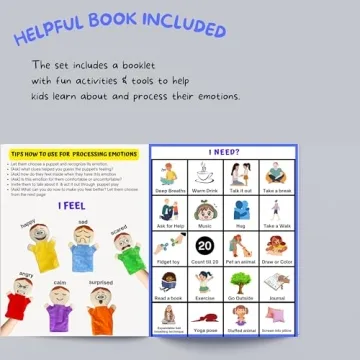 6 Pack Feeling Hand Puppets for Kids - Emotions Role Play