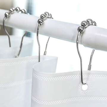 24Pack Shower Curtain Hooks,Rustproof Shower Curtains Rings,Stainless Steel Shower Curtain Hooks Han...
