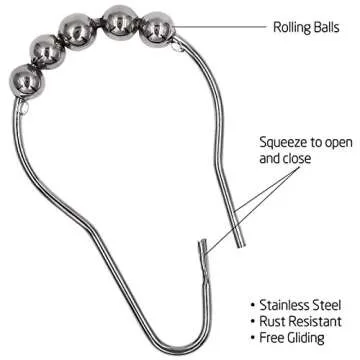 24Pack Shower Curtain Hooks,Rustproof Shower Curtains Rings,Stainless Steel Shower Curtain Hooks Hanger for Bathroom Shower Curtain Liner Rod,Heavy Duty Roller Glide Hanger Bath Drape Loop (Silver)