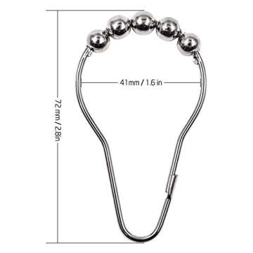 24Pack Shower Curtain Hooks,Rustproof Shower Curtains Rings,Stainless Steel Shower Curtain Hooks Hanger for Bathroom Shower Curtain Liner Rod,Heavy Duty Roller Glide Hanger Bath Drape Loop (Silver)