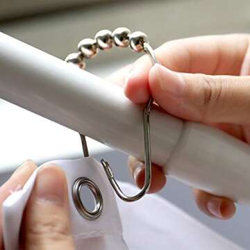 24Pack Shower Curtain Hooks,Rustproof Shower Curtains Rings,Stainless Steel Shower Curtain Hooks Hanger for Bathroom Shower Curtain Liner Rod,Heavy Duty Roller Glide Hanger Bath Drape Loop (Silver)