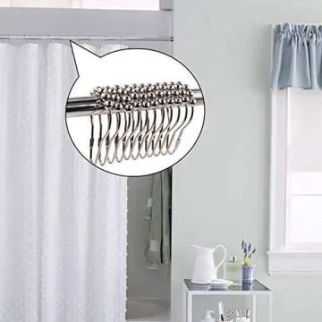 24Pack Shower Curtain Hooks,Rustproof Shower Curtains Rings,Stainless Steel Shower Curtain Hooks Hanger for Bathroom Shower Curtain Liner Rod,Heavy Duty Roller Glide Hanger Bath Drape Loop (Silver)