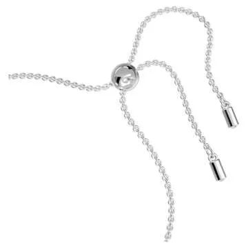 Swarovski Tennis Bracelet, Adjustable with Pink and Blue Tone Round Crystals in Various Sizes on a Rhodium-Finish Band, Size M, Part of the Emily Collection