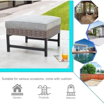 Quality Outdoor Ottoman with Removable Cushion