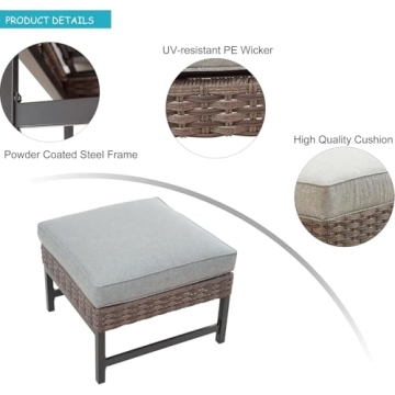 Quality Outdoor Ottoman with Removable Cushion