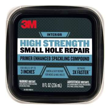 3M High Strength Spackling Compound, 8 oz., Small Hole Repair Primer Enhanced Spackling Compound, Qu...