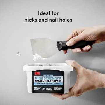 3M High Strength Spackling Compound, 8 oz., Small Hole Repair Primer Enhanced Spackling Compound, Quick & Easy Repair For Nicks & Nail Holes, No Shrinking, Cracking or Sagging (SHR-8-PC-12)