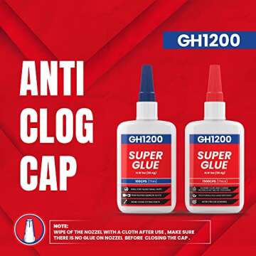 GH1200 Super Glue All Purpose 2 oz with Anti Clog Cap