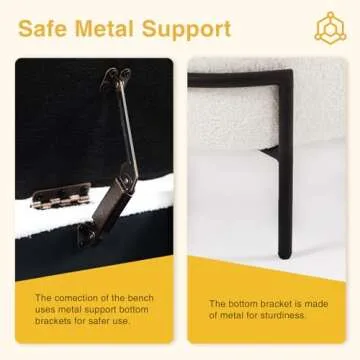 Halitaa White Storage Bench Ottoman, Sherpa Ottoman Bench with Storage, Boucle Modern Storage Bench for End of Bed King Size, Bedroom, Living Room, 52''L