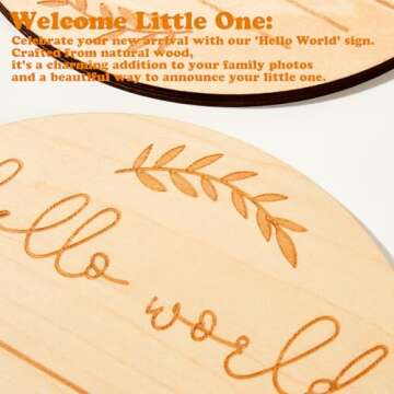 AEGYPIUS Baby Announcement Sign, 5 Inches Wooden Hello World Newborn Sign Baby Birth Announcement Sign, Newborn Announcement Sign for New Baby Announcement Board for New Baby Baby Sign for Hospital