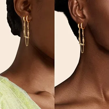 Stylish Shownee Gold Hoop Dangle Earrings for Women
