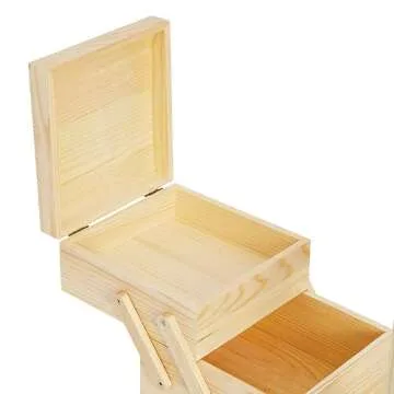 Juvale Wooden Sewing Box Organizer for Sewing Supplies with 3 Tier Drawers for Craft Tools, Needles, Pincushions, Art Supplies, Thread Spool Organizer (12.6 x 5.9 x 8.3 Inches)