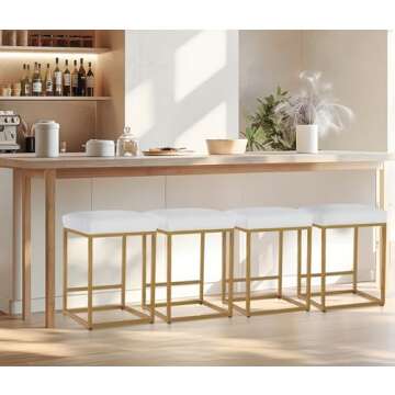 Erste!Bravo White Counter Height Bar Stools - Set of 4