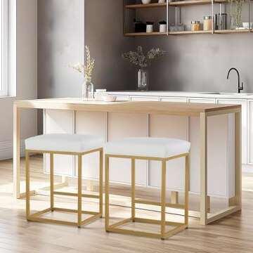 Erste!Bravo White Counter Height Bar Stools - Set of 4