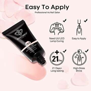 modelones Poly Nail Gel Builder Nail Extension Gel Nude Nature Color Light Apricot Acrylic Nails Enhancement Thickening Trendy Nail Art Design Salon Professional Technician Tool 50ML 1.76oz