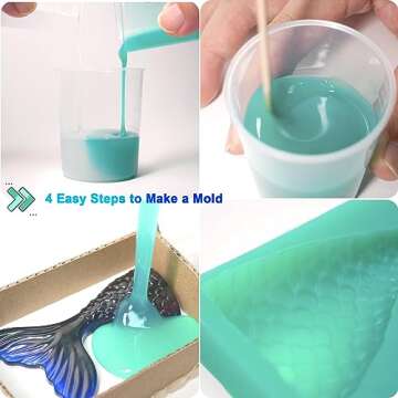 BBDINO Super Elastic Silicone Mold Making Kit 70.56 Oz, Liquid Silicone for Mold Making, Silicone Rubber Mold Making Kit 1:1 by Volume Ideal for Casting 3D Resins Molds| Silicone Molds Jade Green