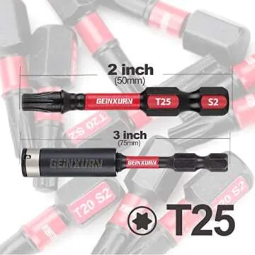 GEINXURN 50 Pieces T25 Impact Tough Magnetic Torx Bits with Holder