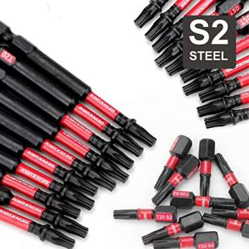 GEINXURN 50 Pieces Impact Torx Bits Set S2 Alloy Steel