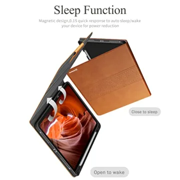 auaua iPad Pro 12.9 Case Leather with Pencil Holder 2022