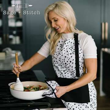 Stylish Adjustable Kitchen Apron by Sage+Stitch | Washable Cotton