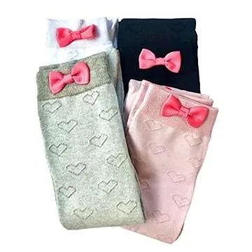 Kawaii Thigh High Socks - Pink Bow Heart Design
