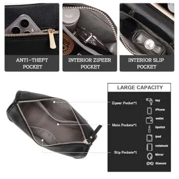 HKCLUF Crossbody Bags for Women Trendy Medium Vegan Leather Crossbody Purse Clutch Shoulder Bag with 2PCS Adjustable Strap（black