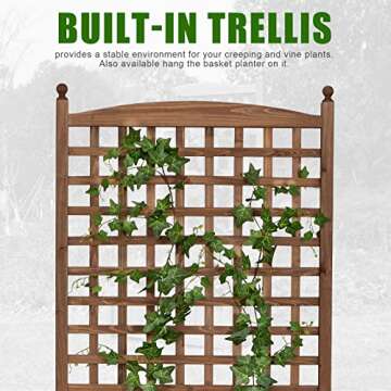 AMERLIFE Wood Planter with Trellis 71"x29.5"x13" Raised Garden Bed with Trellis for Vine Climbing Plants Flower, Vegetable w/Drainage Holes 71 Inch Height Trell