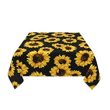 YETOUTOU Sunflower Tablecloth for Square Table Polyester Table Cover for Kitchen Dining Room Decor Outdoor Party 54"X54"