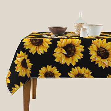 YETOUTOU Sunflower Tablecloth for Square Table Polyester Table Cover for Kitchen Dining Room Decor Outdoor Party 54"X54"