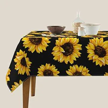 YETOUTOU Sunflower Tablecloth for Square Table Polyester Table Cover for Kitchen Dining Room Decor Outdoor Party 54"X54"