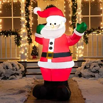 Joiedomi 6 FT Christmas Inflatable Santa with Gift Bag, Blow Up Xmas Inflatable Decorations with Build in LEDs for Christmas Decor, Yard Indoor Outdoor Garden Lawn Winter Decorations