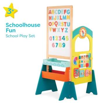 B. toys- B. play – School Play Set – Whiteboard & Chalkboard – 36 Magnetic Letters & Numbers- 11 Educational & Interactive Activities- Schoolhouse Fun"3 Years +