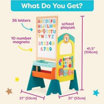 B. toys- B. play – School Play Set – Whiteboard & Chalkboard – 36 Magnetic Letters & Numbers- 11 Educational & Interactive Activities- Schoolhouse Fun"3 Years +