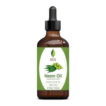 SVA Neem Seed Oil - 4 Fl Oz – 100% Natural Cold Pressed Neem Oil - for Face, Skin Care, Hair Care, Scalp Massage & Body Massage – Carrier Oil with Dropper