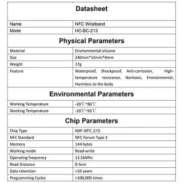 HECERE NFC Forum Type 2 ISO 14443A 213 168 Bytes Silicone Wristband/Bracelet (Pack of 5)