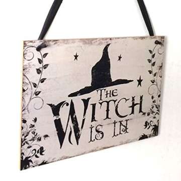 TINKSKY Halloween Welcome Sign - Witch Hat Door Decoration for Spooky Season