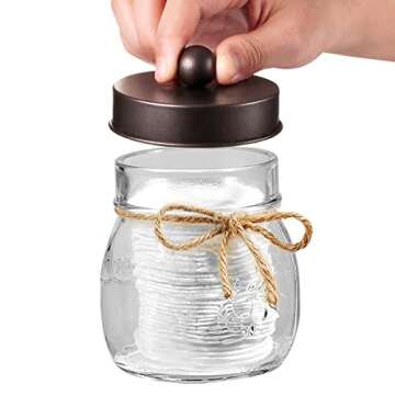 Amolliar Mason Jar Bathroom Vanity Organizer - Rustic Farmhouse Decor Bronze Bathroom Accessories --...