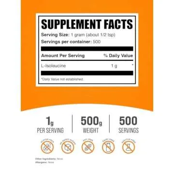 BulkSupplements.com L-Isoleucine Powder - Unflavored Amino Acid Supplement, Gluten Free, 1000mg per ...