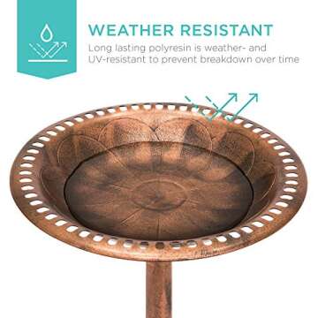 Best Choice Products 28in Pedestal Bird Bath - Copper Vintage Outdoor Accent Decoration